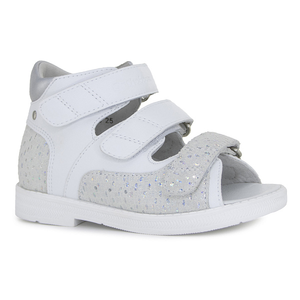 Сандали ортопедические Ортобум для девочек 25057-13 хрустально-белые.