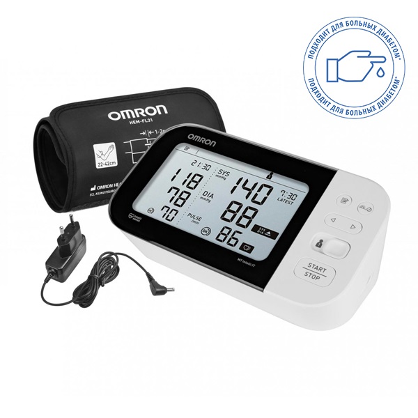 Тонометр Omron M3 Intelli IT автоматический с адаптером и манжетой 22-42см.